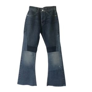 Helmut Lang Medium Wash Patchwork Flare Jeans